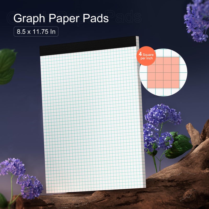 Vishoitty Graph Paper, Grid Paper, 8.5 x 11 Graph Paper Pad 4x4 (4 Square per Inch), 8 Pack Graphing Paper, 30 Sheets/ Pad, Quad Ruled Legal Pad Grid Paper Note Pads Letter Size 8-1/2 x 11 Inch Math Graph Paper - Image 2